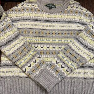 American Eagle Outfitters Gray and Yellow Fair Isle Holiday Sweater